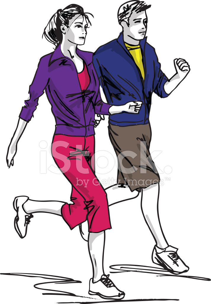 713x1024 Sketch Of Couple Marathon Runners Stock Vector - Marathon Sketch
