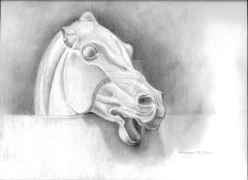 1024x745 Marble Horse Statue Sketch By Gracethelittleartist - Marble Sketch