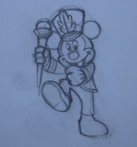 278x300 Rare Vintage Mickey Mouse Marching Band Pencil Production Art Cel - Marching Band Sketch
