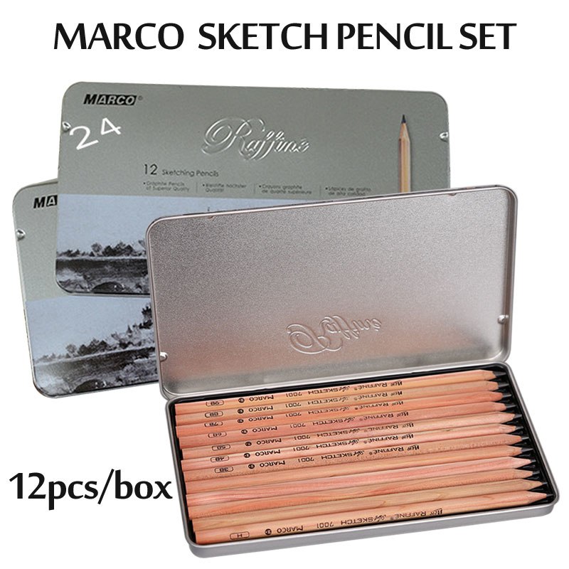 800x800 Marco 12pcs 3h 9b Pencil Non Toxic Drawing Sketching Pencils Set - Marco Sketch