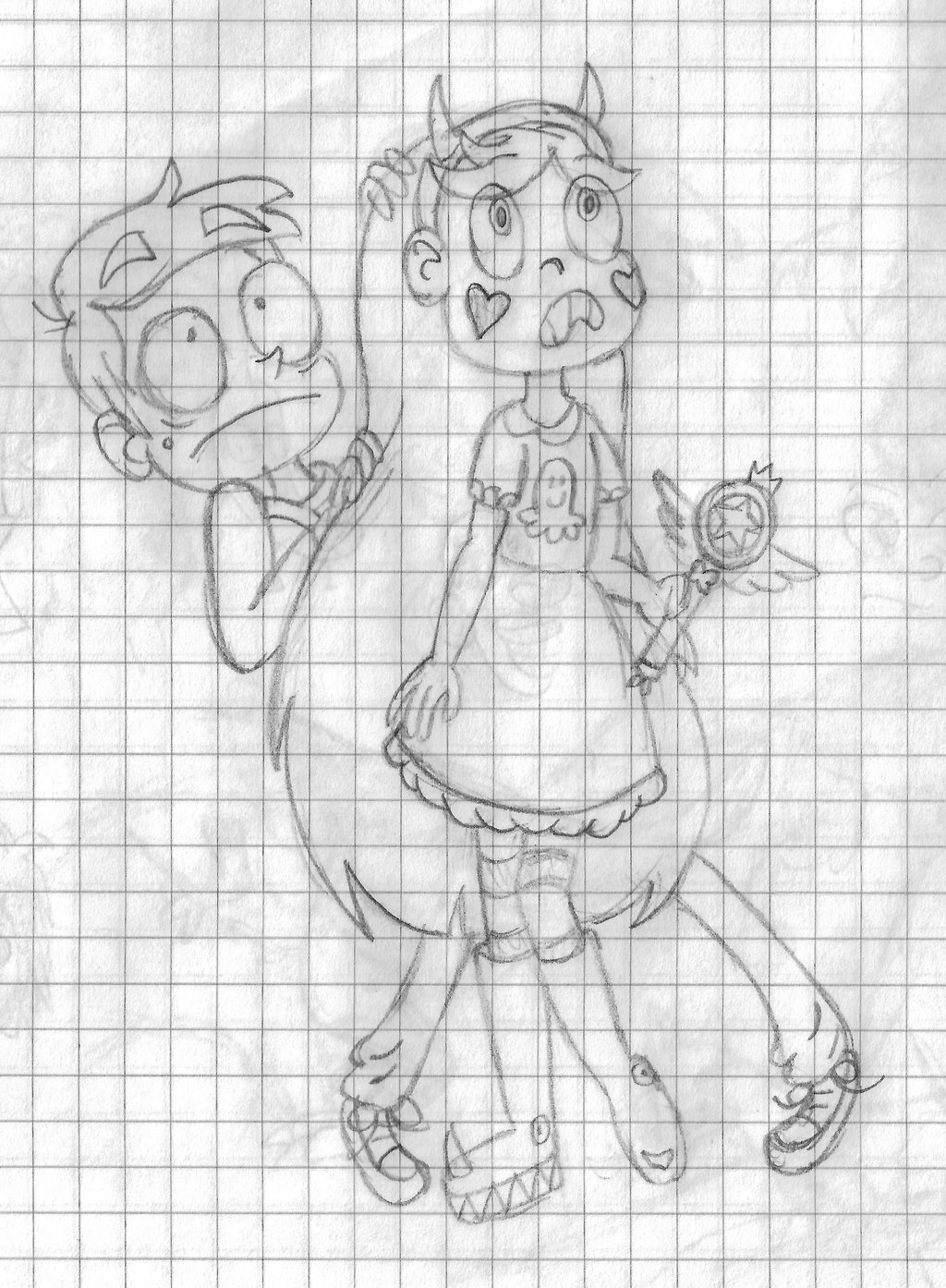1024x1394 Star And Marco Sketch By Pyroraptor42 - Marco Sketch