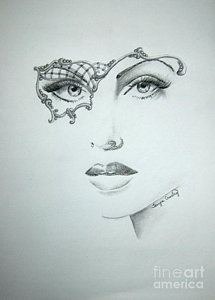 215x300 Mardi Gras Mask Drawings Fine Art America - Mardi Gras Mask Sketch