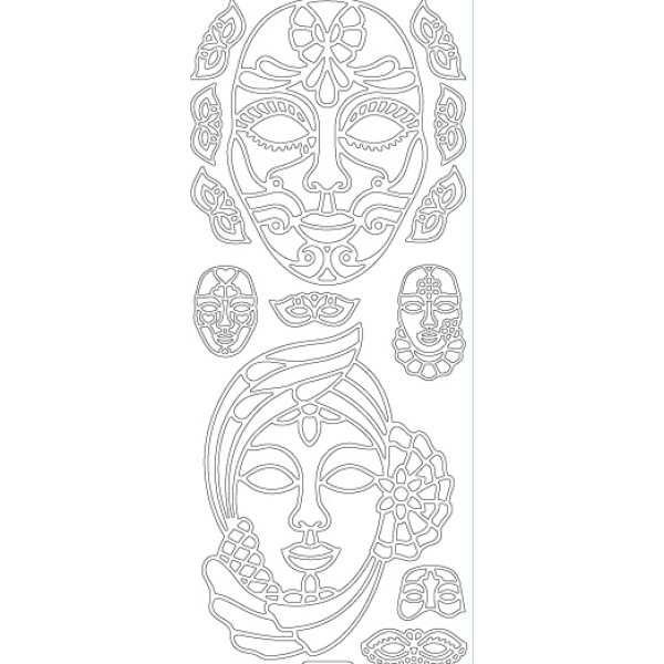 600x600 Mardi Gras Masks Etching Amp Sandblasting Sticker Sheet - Mardi Gras Mask Sketch