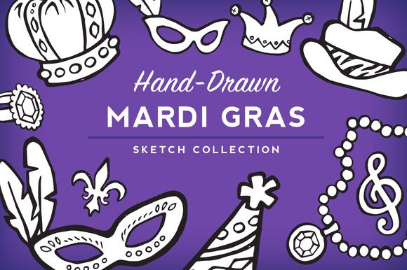 580x386 Mardi Gras Hand Drawn Sketch Pack This Is A Collection Of - Mardi Gras Sketch