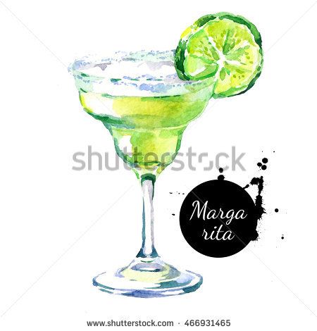 450x470 Hand Drawn Sketch Watercolor Cocktail Margarita. Isolated Food - Margarita Sketch