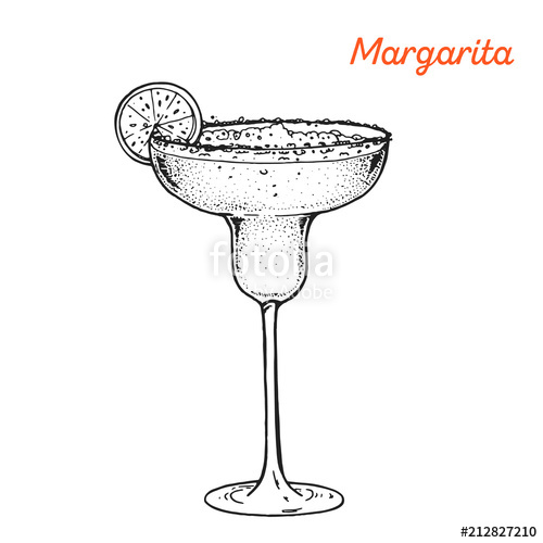 500x500 Margarita Cocktail Illustration. Alcoholic Cocktails Hand Drawn - Margarita Sketch