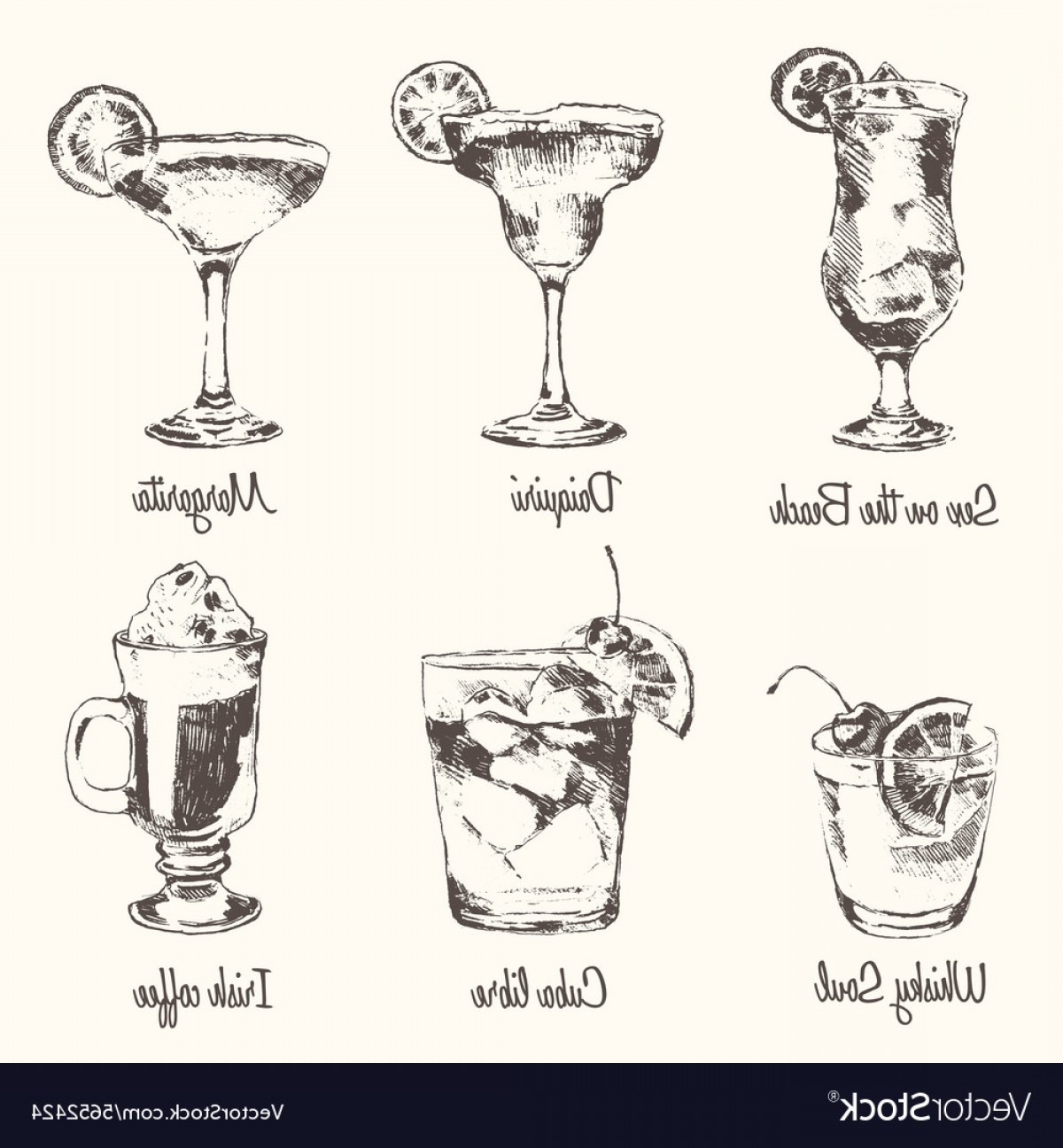 1200x1296 Set Cocktail Margarita Whiskey Drawn Sketch Vector Shopatcloth - Margarita Sketch