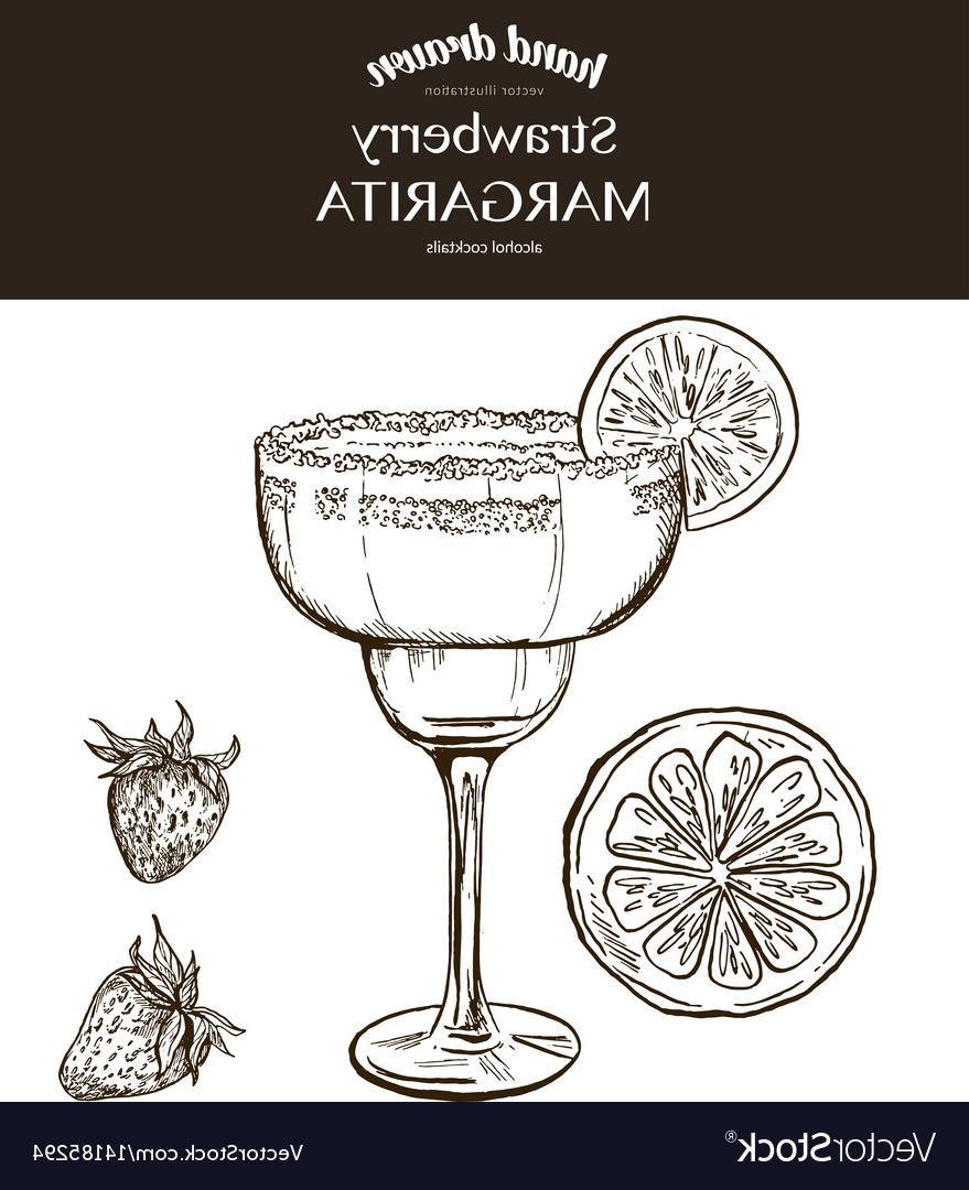 879x1080 Top Strawberry Margarita Sketch Vector Image - Margarita Sketch