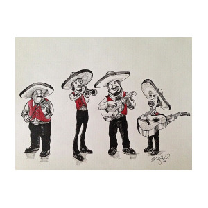 300x300 Mariachi Drawing By Michael Parrella - Mariachi Sketch