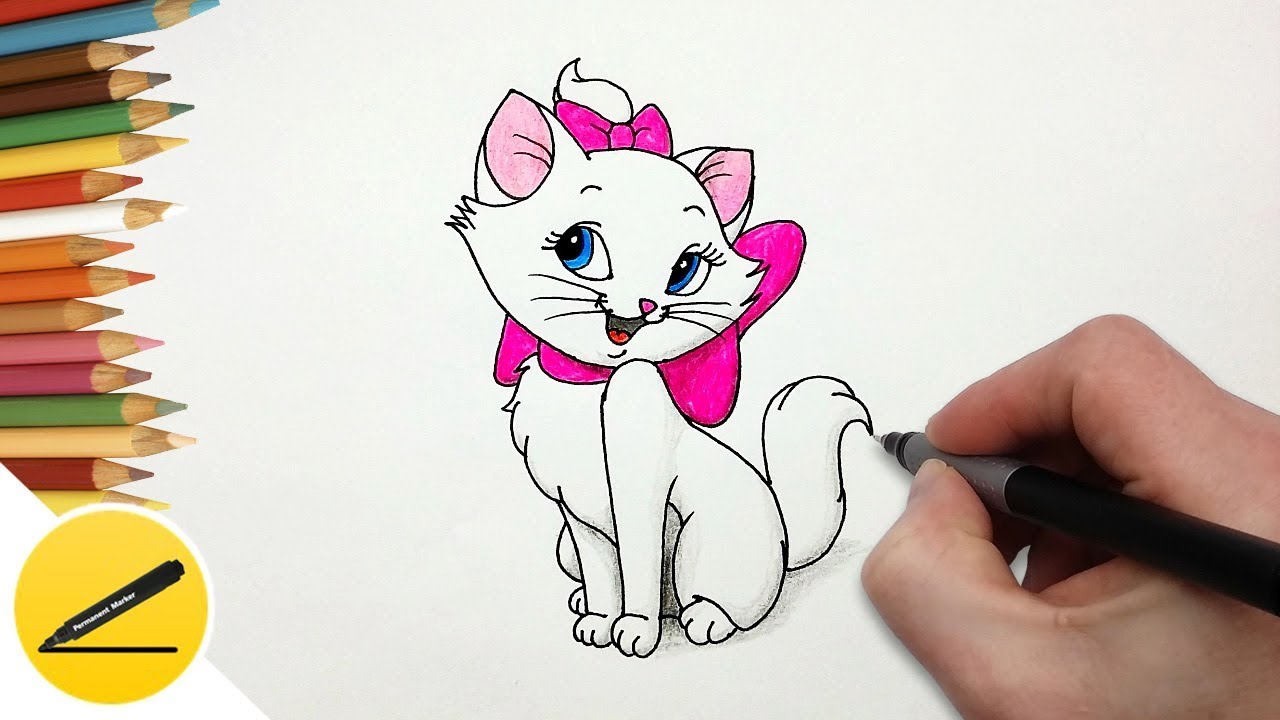 1280x720 How To Draw Marie From The Aristocats Step By Step - Marie Aristocats Sketch