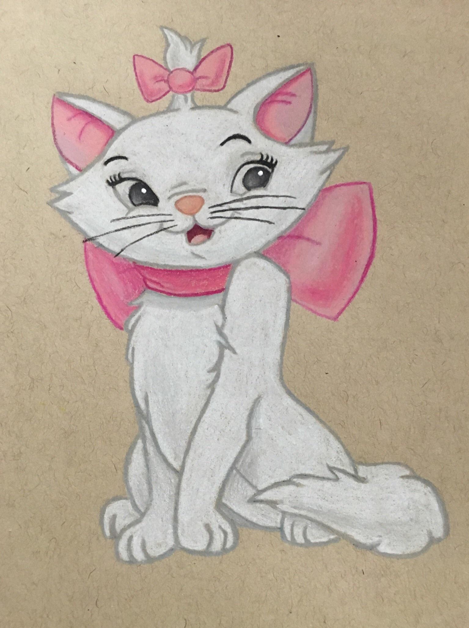 1535x2054 Marie From Aristocats (Prismacolor Pencil Drawing On Toned Tan - Marie Aristocats Sketch