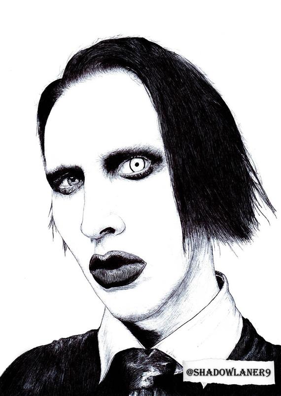 570x804 Marilyn Manson Golden Age Drawing A4a3 Etsy - Marilyn Manson Sketch