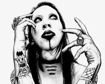 340x270 Marilyn Manson Misery Of A Misantrophe Drawing Etsy - Marilyn Manson Sketch
