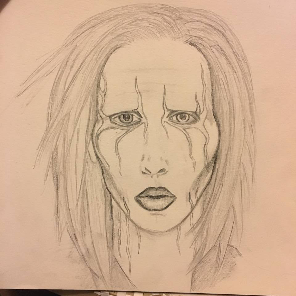 960x960 Marilyn Manson Pencil Drawing Excuse The Poor Photo - Marilyn Manson Sketch