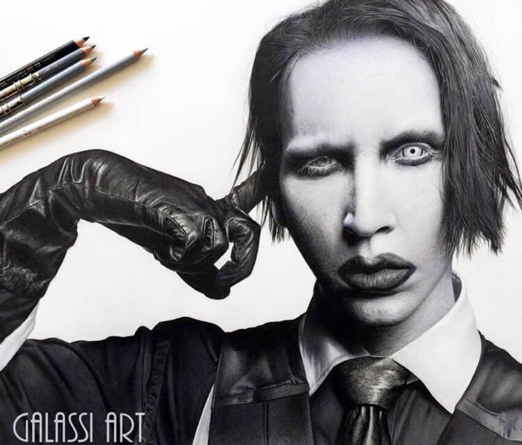 750x640 Marilyn Manson Drawing By Miriam Galassi No. 2310 - Marilyn Manson Sketch