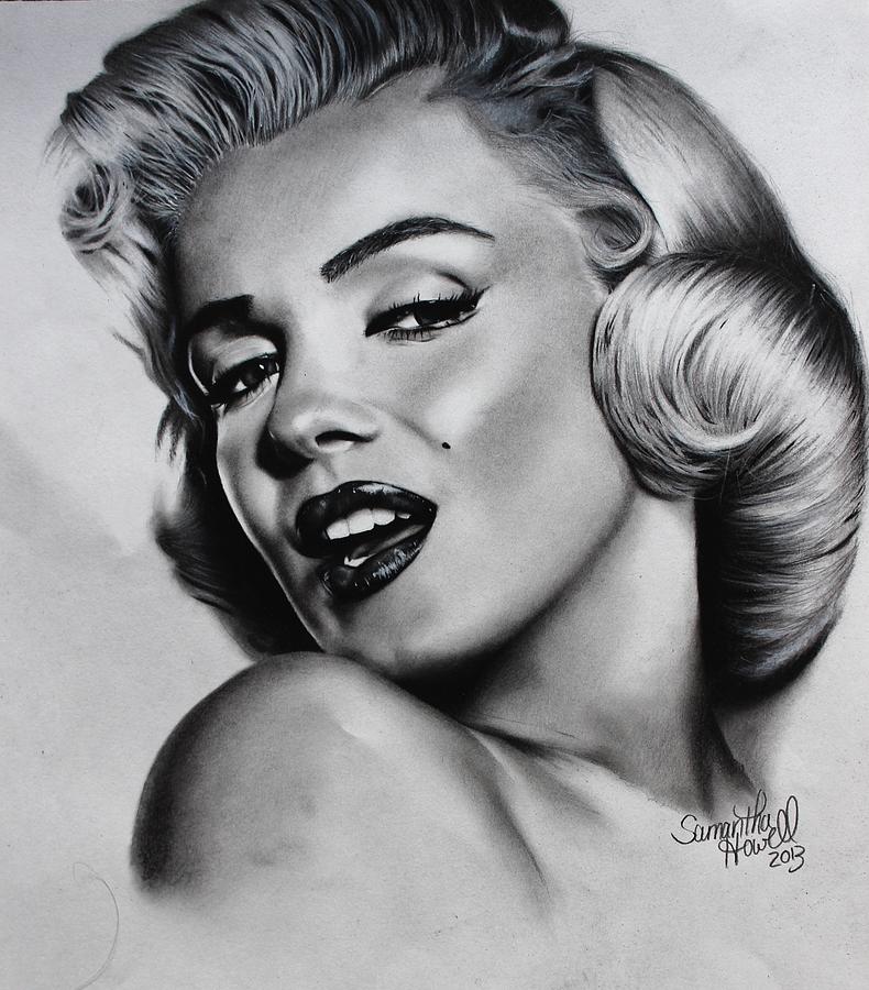 790x900 Marilyn Monroe Drawing By Samantha Howell - Marilyn Monroe Black And White Sketch