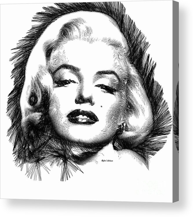 666x750 Marilyn Monroe Sketch In Black And White 2 Acrylic Print By Rafael - Marilyn Monroe Black And White Sketch