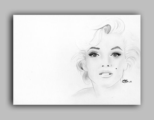 500x389 Marilyn Monroe Watercolour Drawing Uploaded By Mel - Marilyn Monroe Black And White Sketch