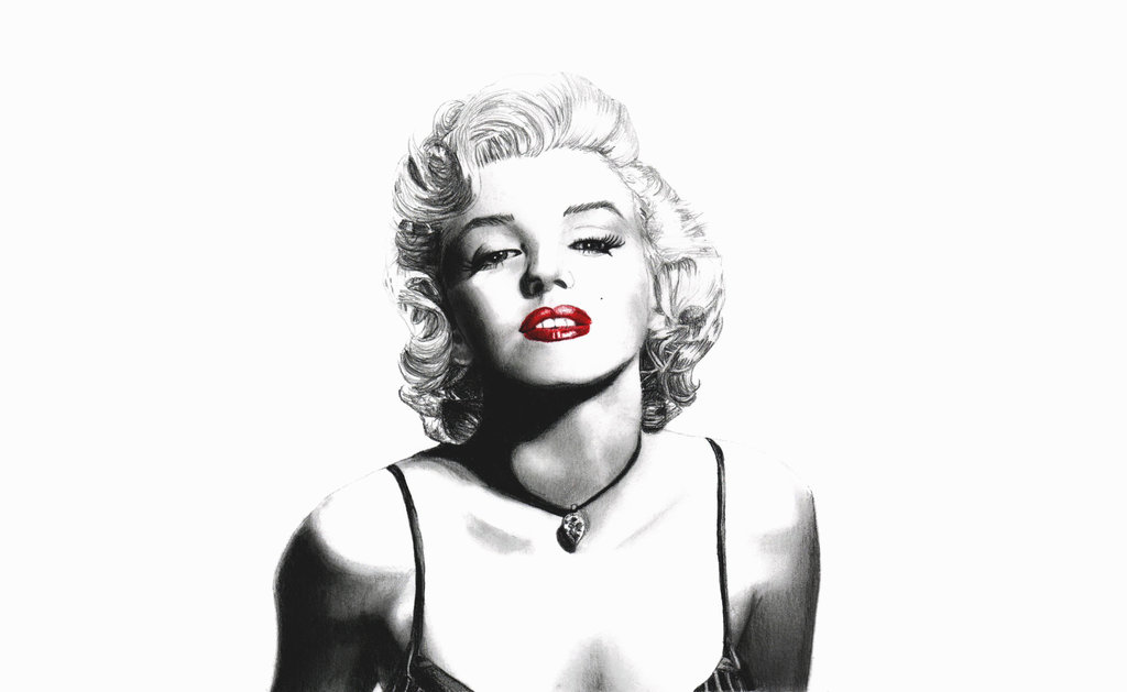 1024x629 Marilyn Monroe By Love Rokkugo - Marilyn Monroe Black And White Sketch
