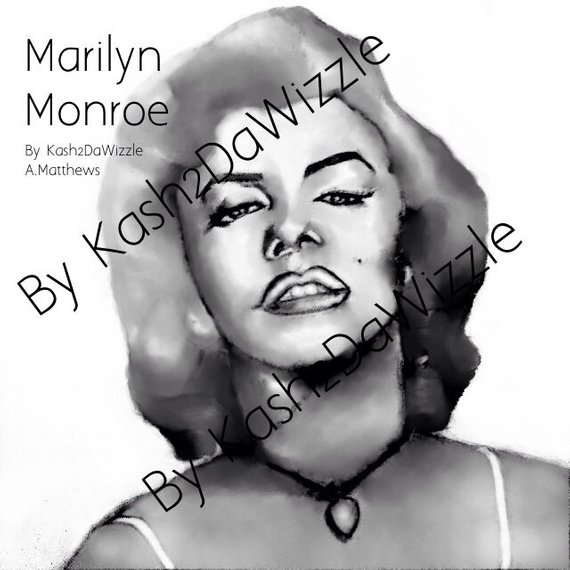 570x570 Marilyn Monroe Drawing Edited Black And White Art Actress Etsy - Marilyn Monroe Black And White Sketch