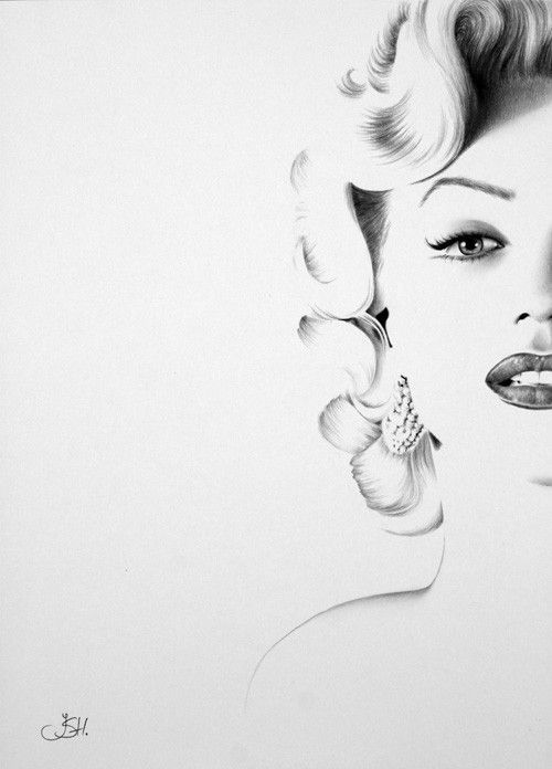 500x696 Marilyn Monroe Minimalism Pencil Drawing Fine Art Portrait Signed - Marilyn Monroe Pencil Sketch