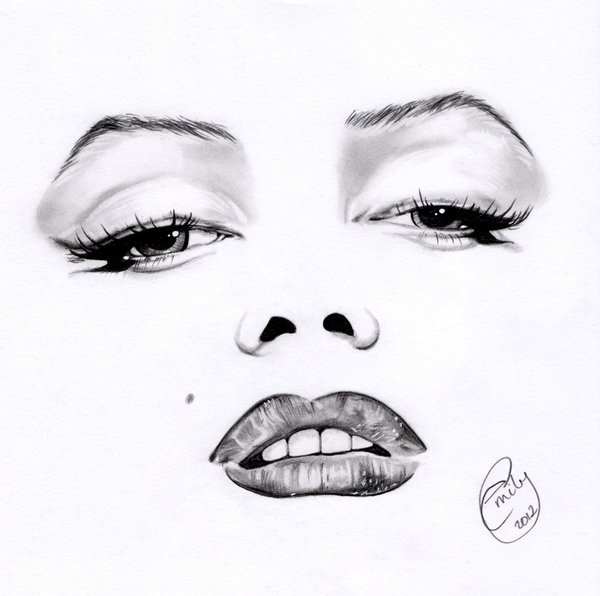 600x596 Drawn Face Marilyn Monroe - Marilyn Monroe Pencil Sketch