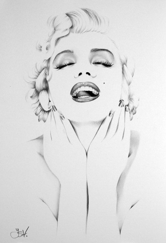 550x806 Marilyn Monroe Pencil Drawing Fine Art Signed Print Art - Marilyn Monroe Sketch