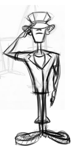 268x500 Young Marine Cartoon Character T Shirt Illustration - Marine Sketch