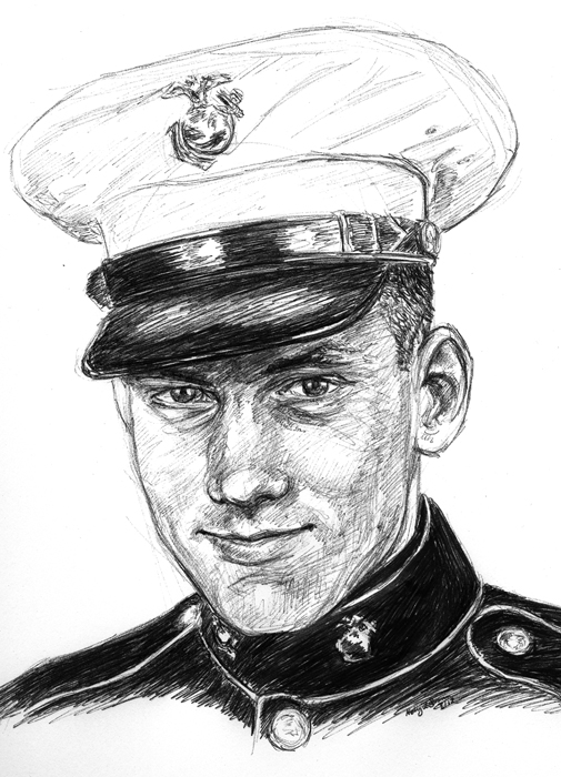 505x700 Ballpoint Pen Wwii Gis - Marine Sketch