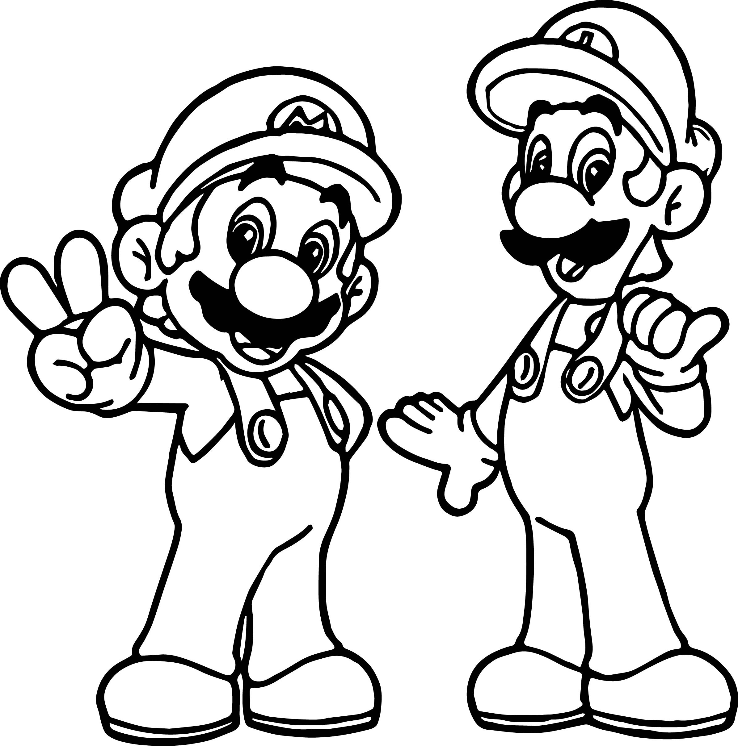 2389x2417 Mario And Luigi Coloring Pages Inside - Mario And Luigi Sketch