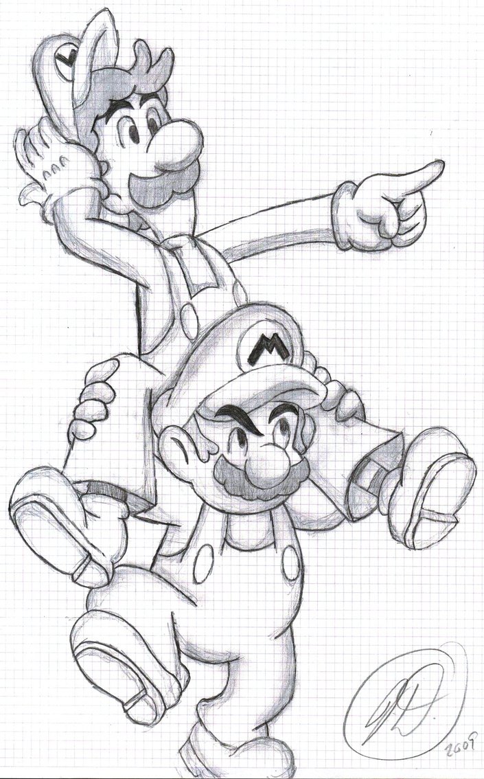 705x1134 Mario And Luigi By Chibikirbylover - Mario And Luigi Sketch