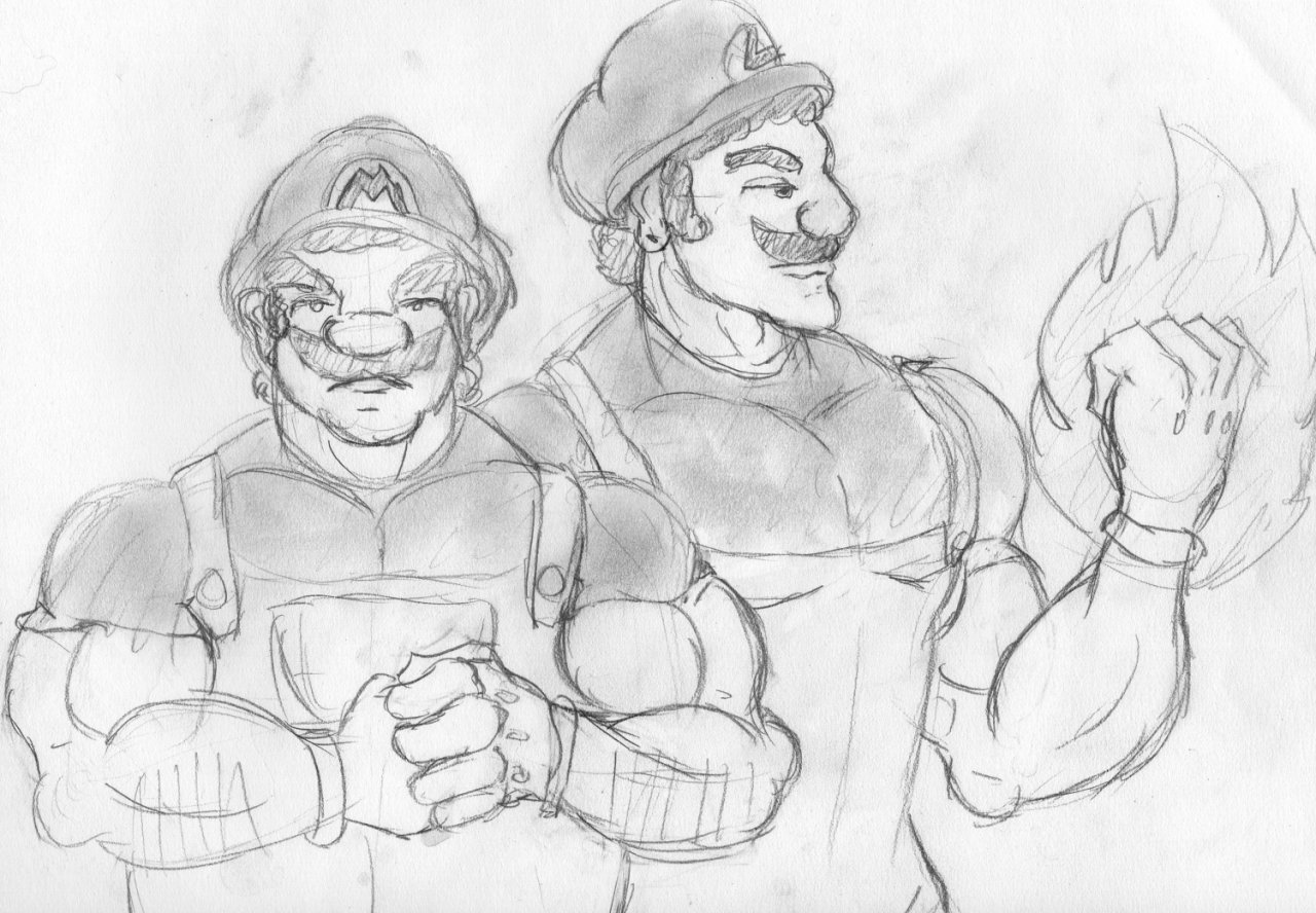 1280x888 Traditional Sketch - Mario Bros Sketch