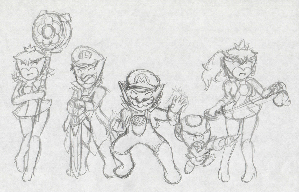 1024x657 Wonderful Mario Bros. Sketch By Xero J - Mario Bros Sketch