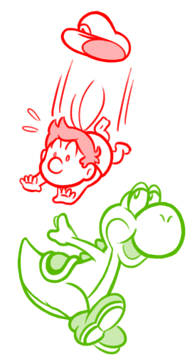274x507 Yoshi And Baby Mario Sketch By =captain Regenold - Mario Bros Sketch