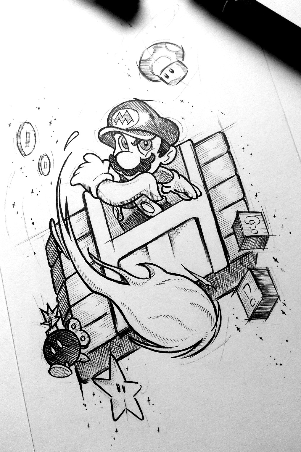 1017x1528 Tulio Vieira Super - Mario Bros Sketch