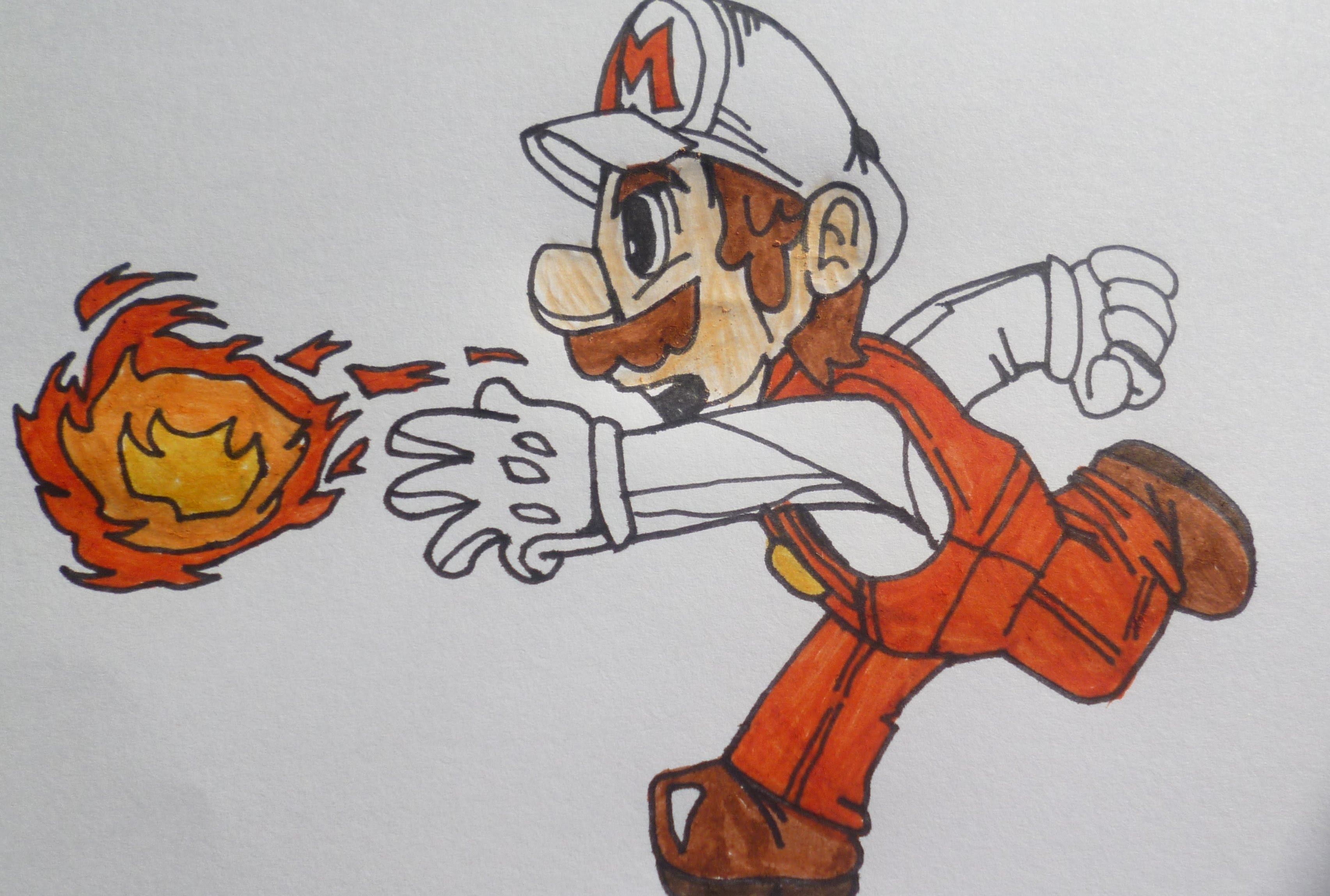 3409x2297 Fire Mario Drawing - Mario Bros Sketches