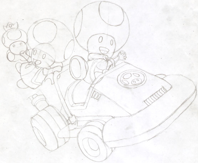 650x535 How To Draw Toad And Toadette From Wii Mario Kart With Easy Step - Mario Kart Sketch