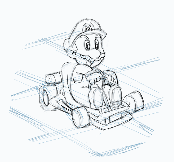 560x520 Mario - Mario Kart Sketch