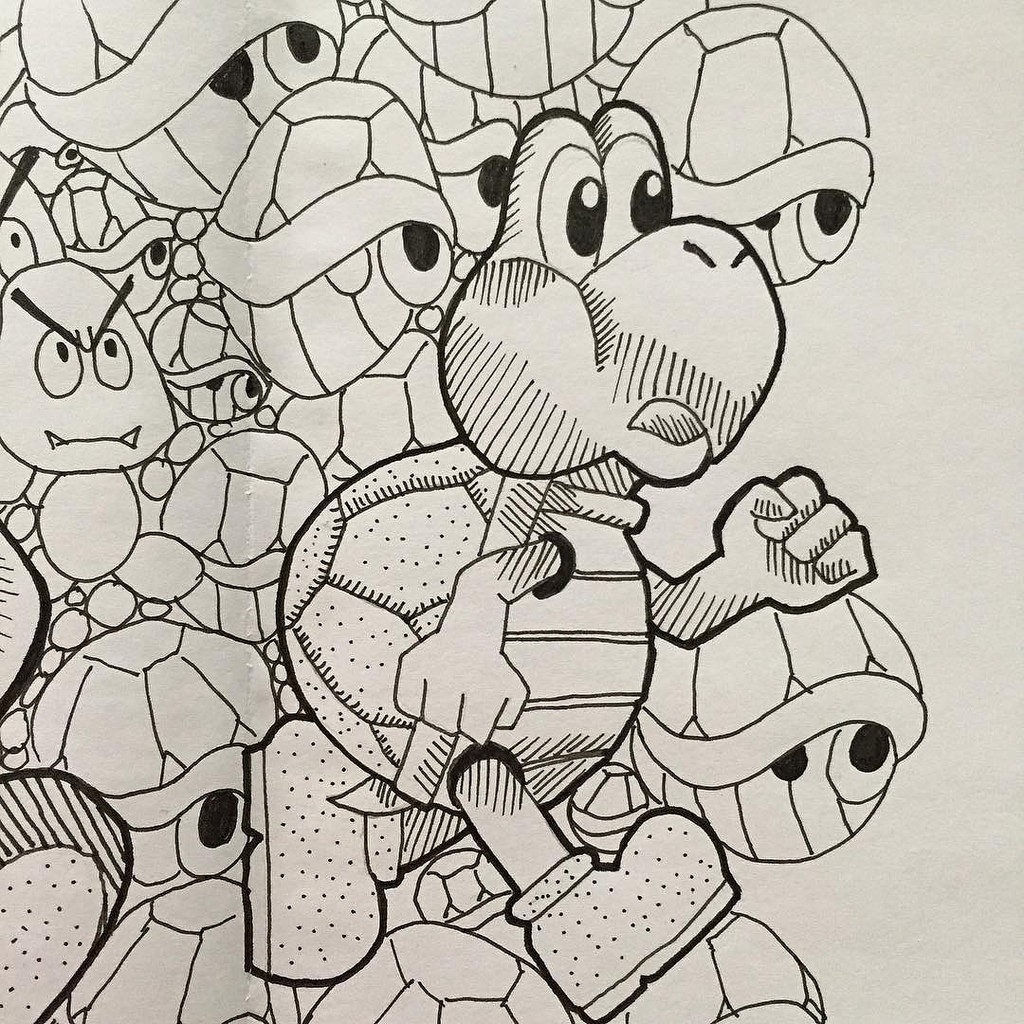 1024x1024 One Sketch Per Day - Mario Kart Sketch