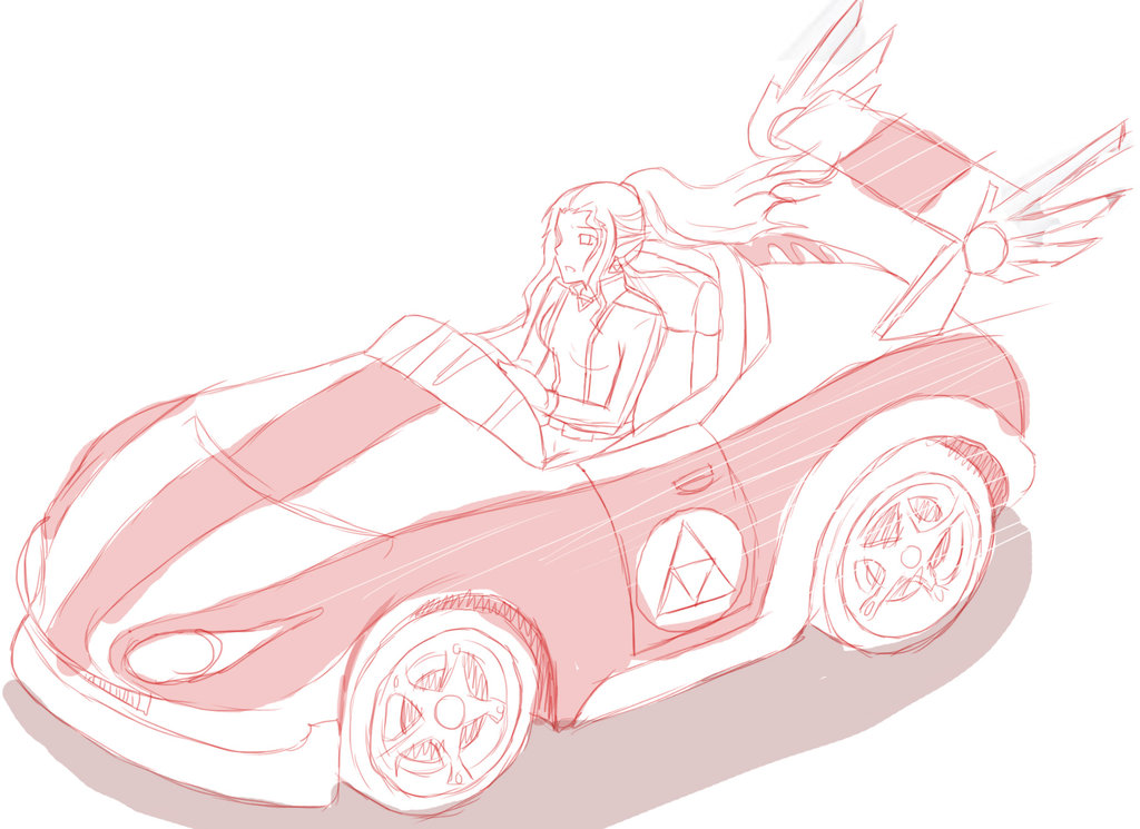 1024x745 Zelda In Mario Kart Sketch By Angelofhapiness - Mario Kart Sketch