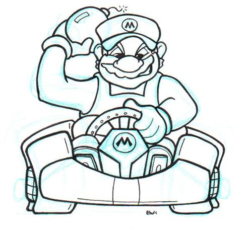 500x463 Doodle 45 Mario Kart Doodle A Day - Mario Kart Sketch