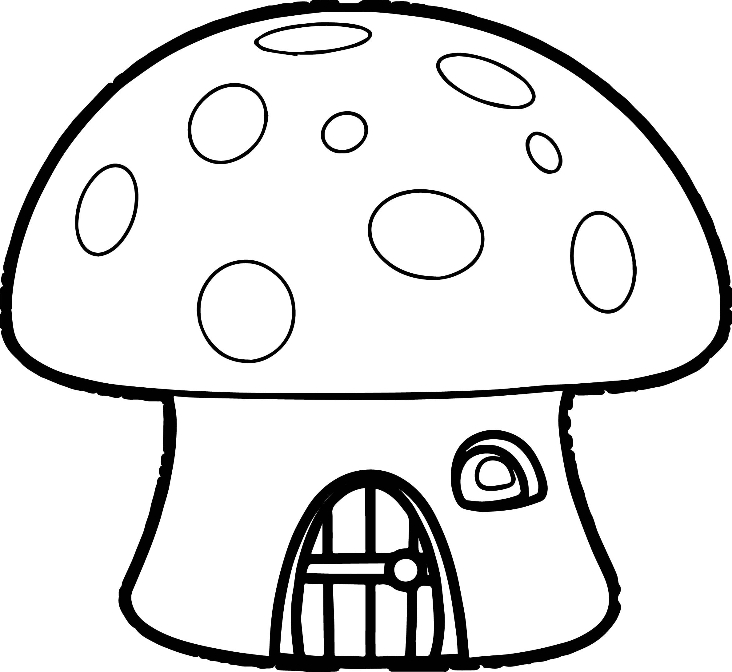 2379x2186 Mushrooms House Coloring - Mario Mushroom Sketch