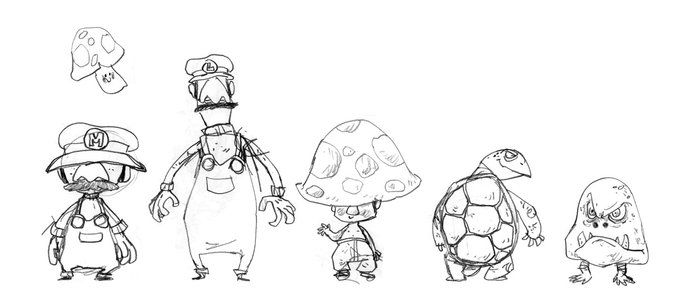 1323x600 Monoxide Art Super Mario Sketch Bros. - Mario Sketch