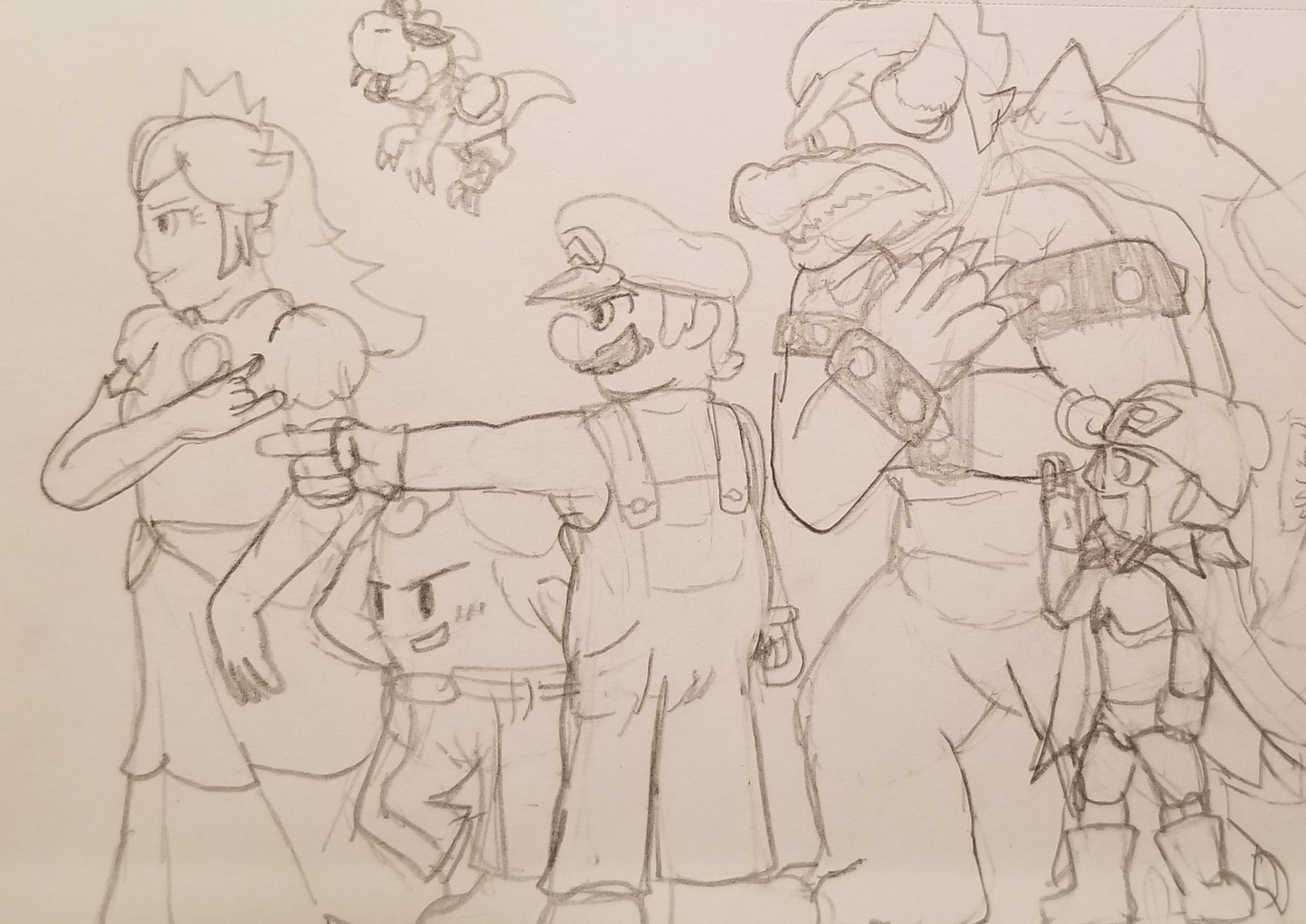 2455x1738 Sketch] Super Mario Rpg X Stardust Crusaders Mario - Mario Sketch