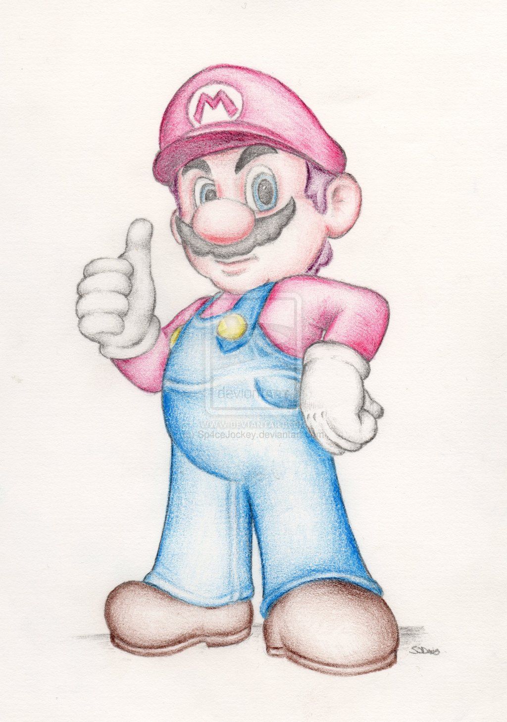 1024x1458 Super Mario Brothers Bros Nintendo Art Coloured Pencil Drawing - Mario Sketch