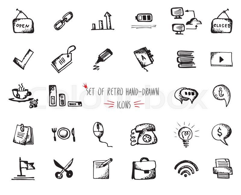 800x645 Hand Drawn Sketch Web Icon Set - Marketing Sketch