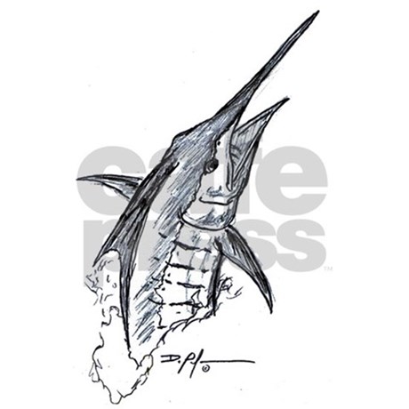 460x460 Blue Marlin Sketch Apron By Depaulastudio - Marlin Sketch