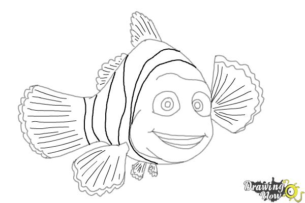 600x400 How To Draw Marlin From Finding Dory - Marlin Sketch