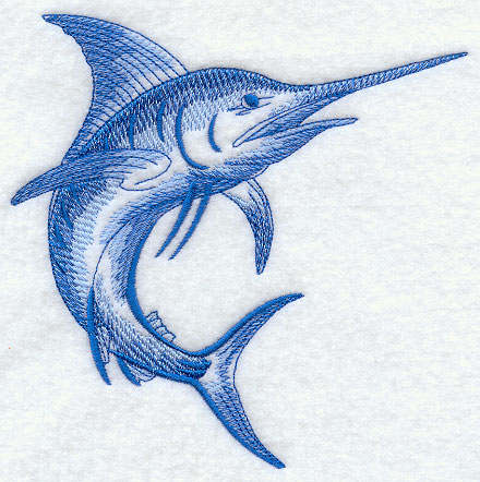 440x442 Machine Embroidery Designs - Marlin Sketch