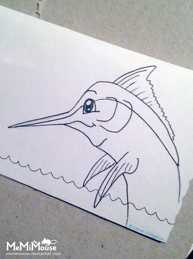 673x900 Marlin Sketch By Memimouse - Marlin Sketch